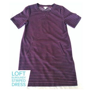 LOFT Burgundy Striped Dress